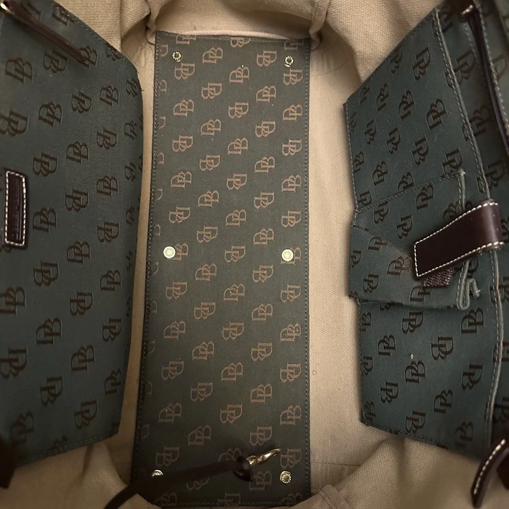 Dooney & Bourke Olive and Brown Monogram Tote/Laptop/Computer Bag/Tote